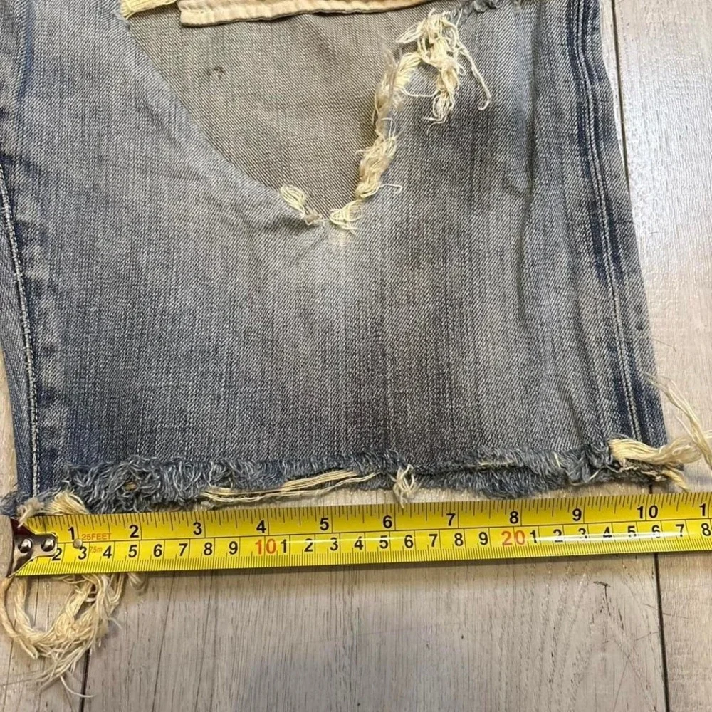 Guess blue‎ distress  denim shorts with orange stitching, Size: W 36 L 32